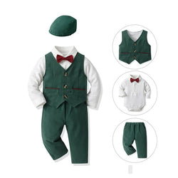 Fashion Baby Boys Gentleman Clothing Set - 4-Piece Long Sleeve Outfit