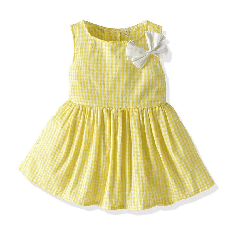 Cute Baby Girls Plaid Dress with Hat