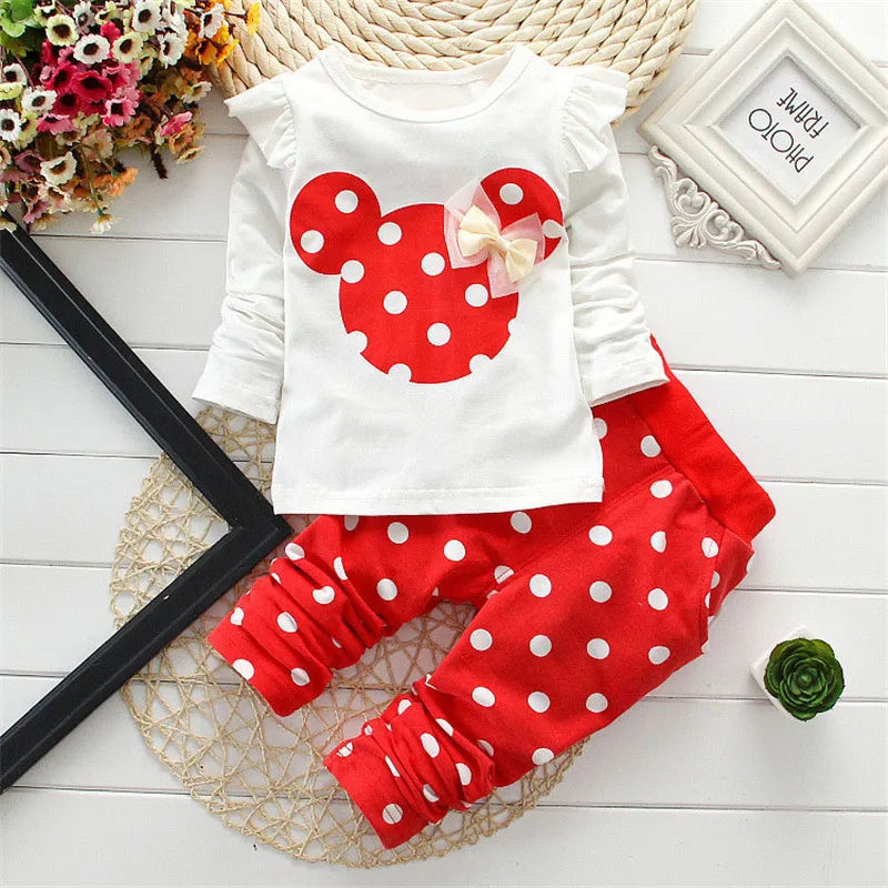 Girls Clothing Set - Long Sleeve Bow T-Shirt and Pants