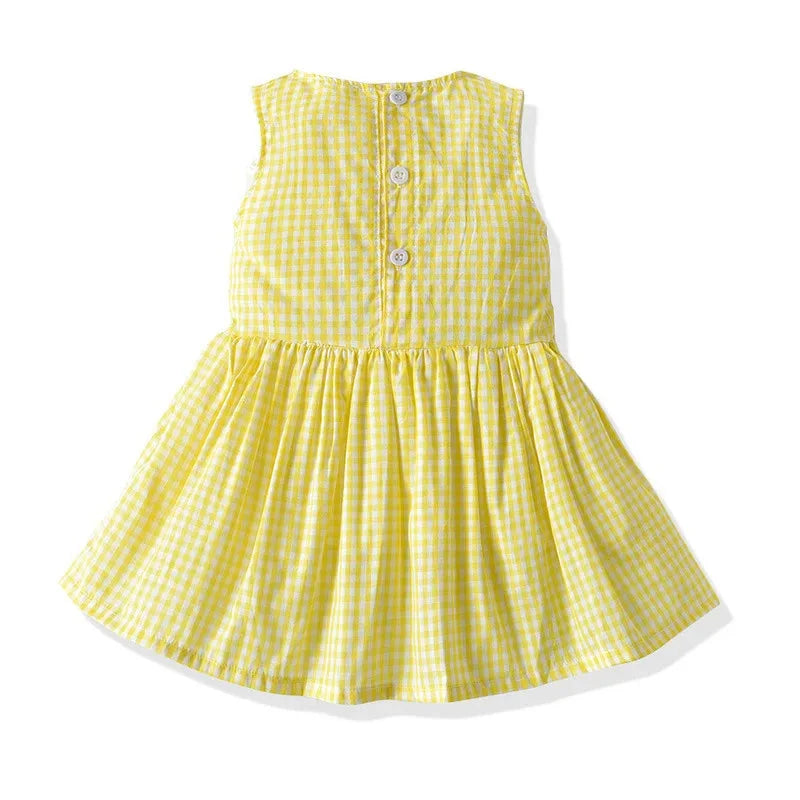 Cute Baby Girls Plaid Dress with Hat