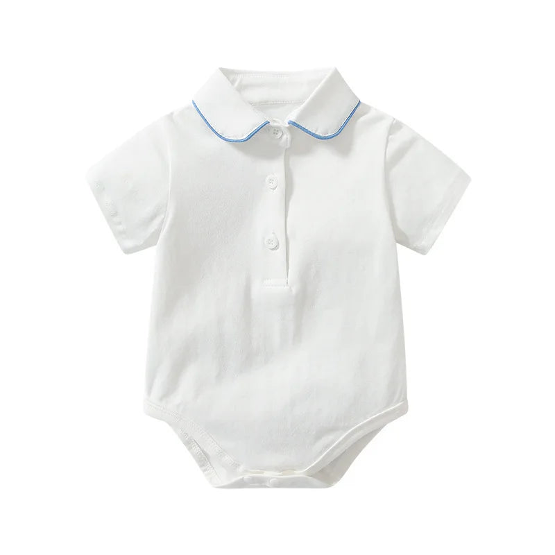 Baby Boy Striped Romper Suit with Cap