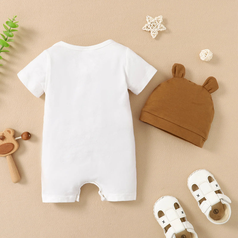 Bear Print Baby Romper – Short Sleeve Infant Clothing