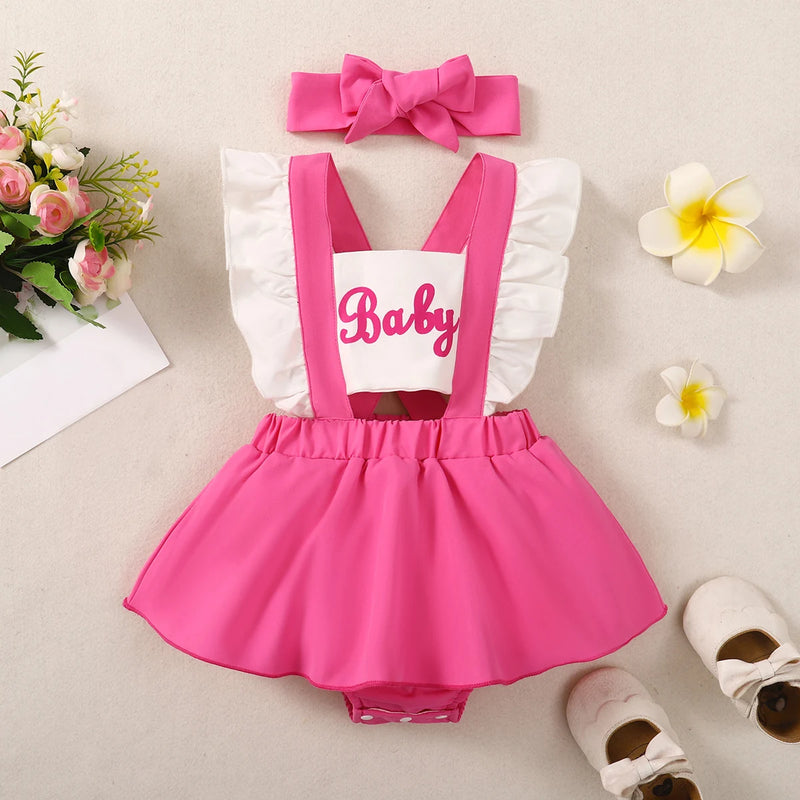 Infant/Toddler Pink Creeper Dress with Hair Accessories