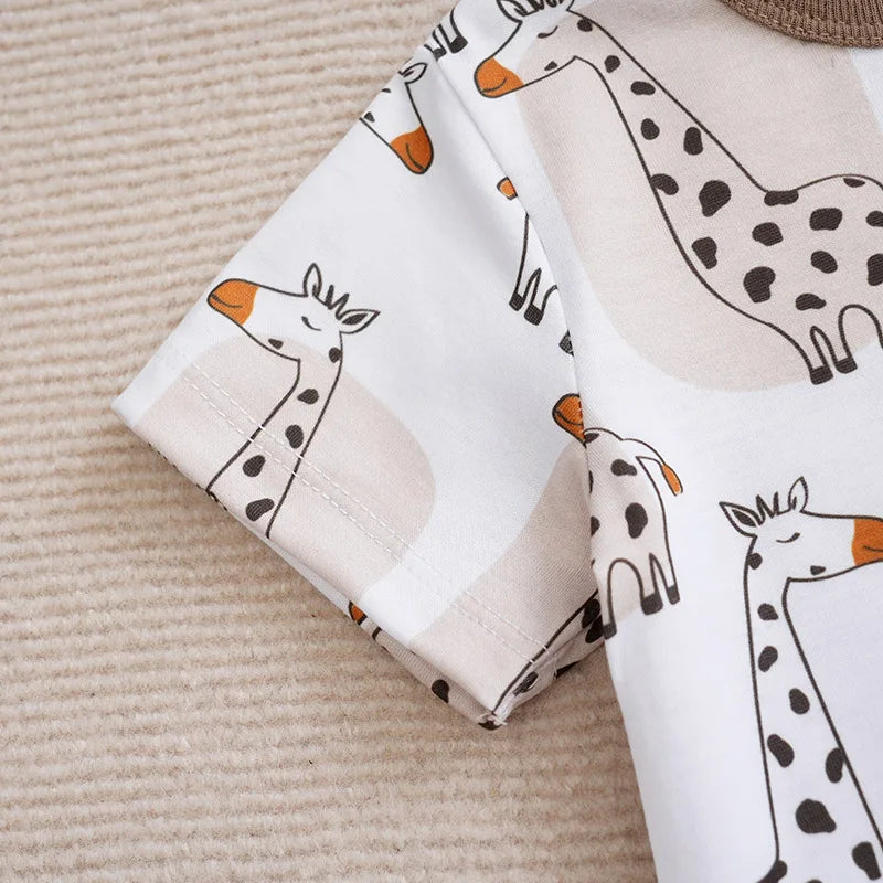 Baby Boys Summer Giraffe Print Outfit - 2-Piece Set