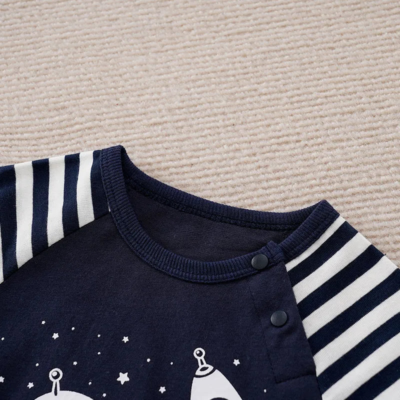 Baby Astronaut Print Cotton Romper - Unisex Summer Jumpsuit