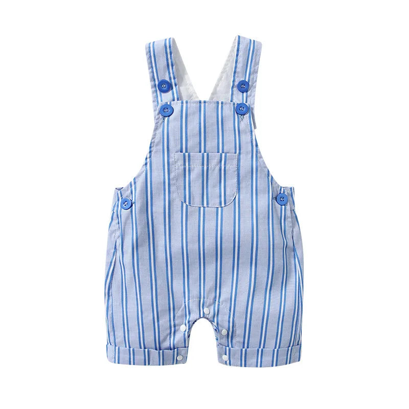 Baby Boy Striped Romper Suit with Cap