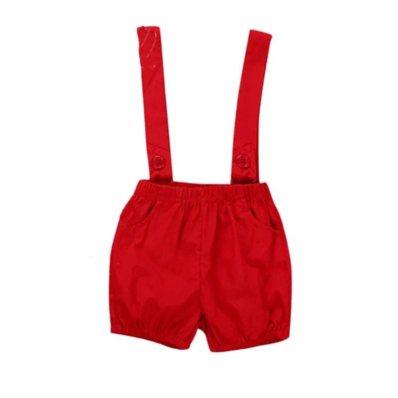 Boy Romper Suit Set with Bow Tie