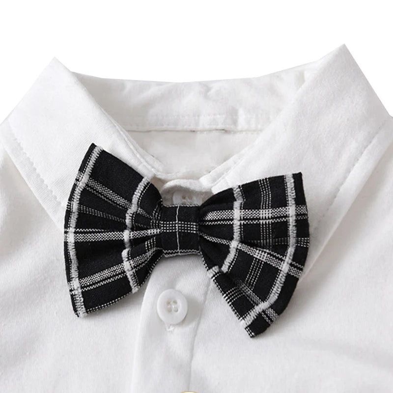 Formal Baby Boys Black & White Plaid Birthday Cotton Hat Set