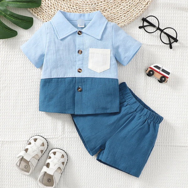 2-Piece Baby Boy Color Block Summer Set