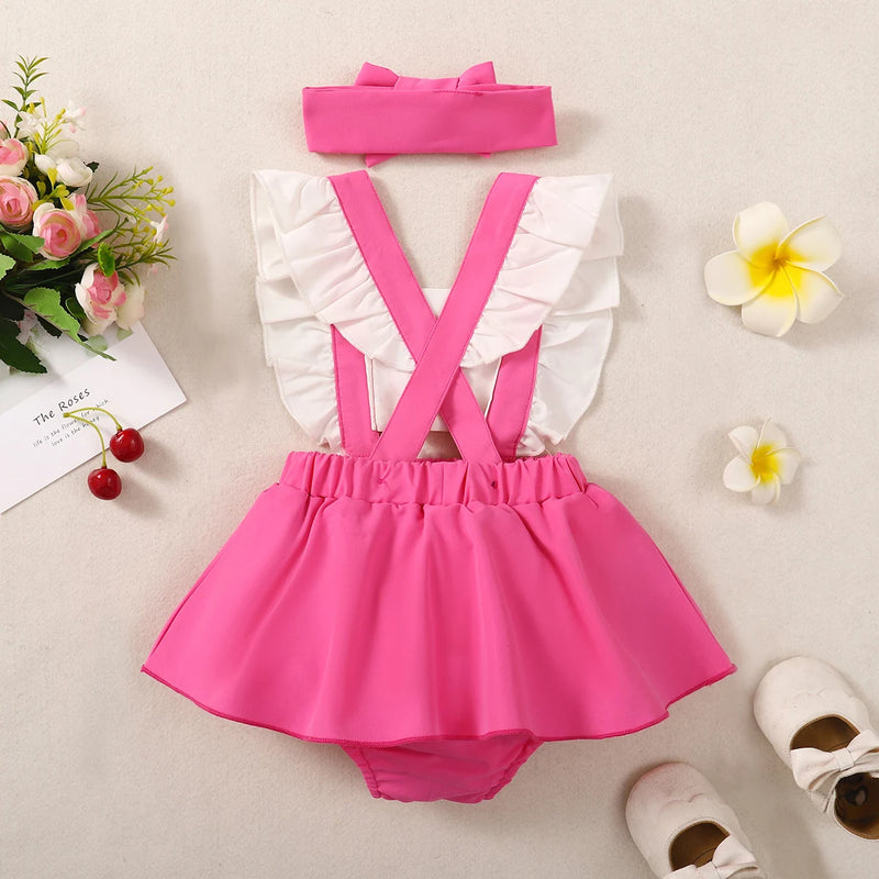 Infant/Toddler Pink Creeper Dress with Hair Accessories